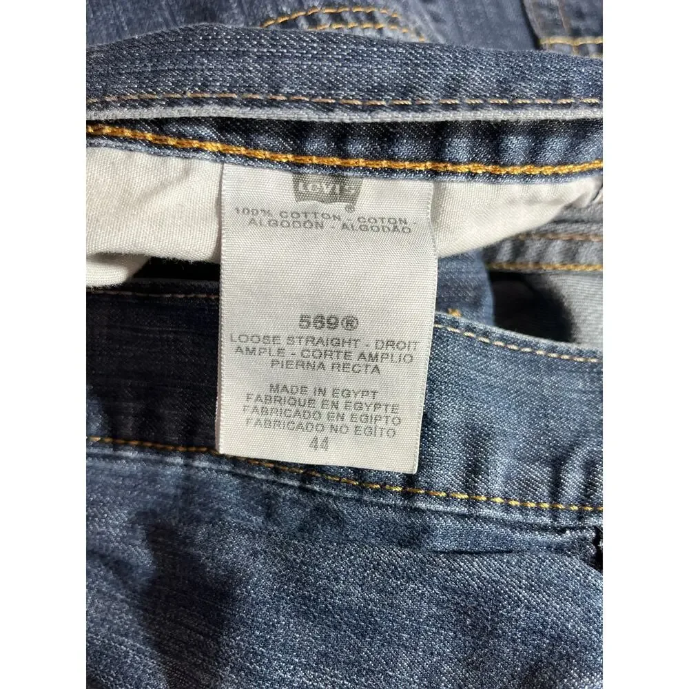 Levi's 569 Denim Shorts Mens Size 44 Blue Dark Wash Loose Fit Straight Work‎